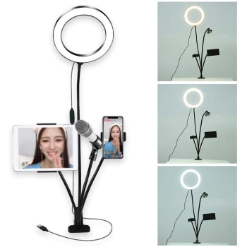 Lampa pierścieniowa LED 20 cm z 4 uchwytami z klipsem [12190000184]